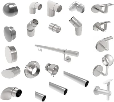 Configureerbare RVS Trapleuning Set 42,4mm - Wandsteun & Accessoires