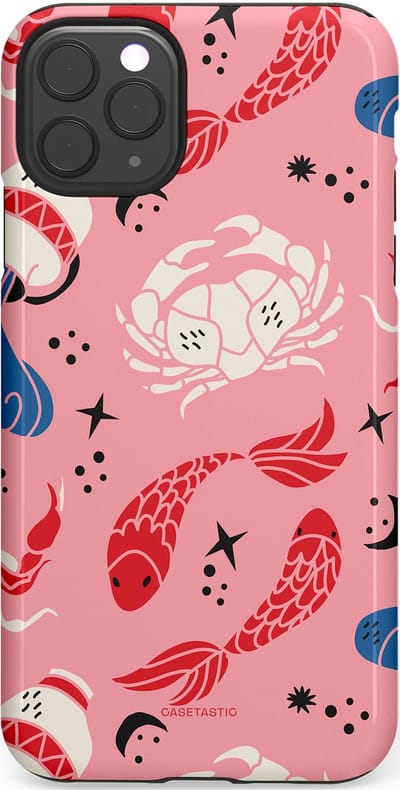 Casetastic hoesje geschikt voor Apple iPhone 11 Pro Max - Dubbellaagse bescherming - Zodiac in kleur - Fashion Case - Lichtroze Koraal Perzik