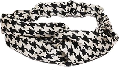 Haarsoires Haarband Twist 5cm – Ruitprint – Gladde Stof – Zwart Wit - Zachte Knoop Hoofdband - Haaraccessoire voor Dames & Meisjes