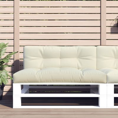 vidaXL - Palletkussen - 120x40x12 - cm - stof - crèmekleurig