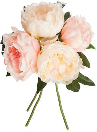 Atmosphera boeket van pioenrozen kunstbloemen - roze - hoogte 30 cm - lichtroze bloemen