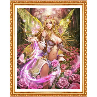 DIY diamant schilderij kruissteek meisje vlinder volledige diamant borduurwerk Fairy Rose diamant foto 20X30CM black