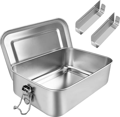 JGS ® Roestvrijstalen Lunchbox met Flexibele Indeling en Lekvrije Sluiting voor Elke Maaltijd