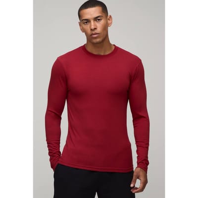 Essentieel Muscle Fit Shirt Met Lange Mouwen | Red | Size XL
