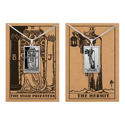 Tarot Ketting 2 | 9 bundel – Intuïtie & Innerlijke Wijsheid – Zilverkleurig Stainless Steel - Inclusief Rider-Waite Kaartjes - 60cm - Pax Amare