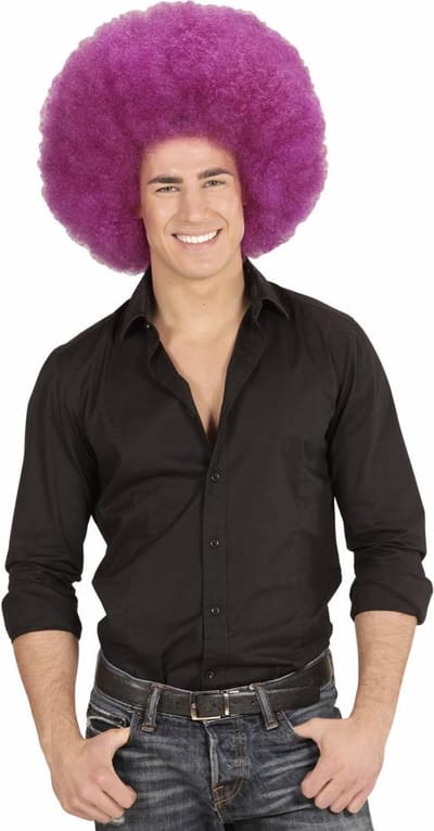 Paarse oversized Afro pruik