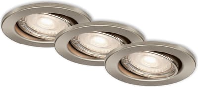 Briloner Leuchten STEN - LED-inbouwlampen - set van 3 plafondlampen - LED-module draaibaar - elk 5 watt - 460 lumen - 3.000 Kelvin - IP23 - mat nikkel