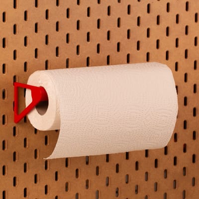 Rollenhouder voor Ikea Skadis pegboard - Rood - Universeel - Ideaal voor keukenrol, spoelen en folie