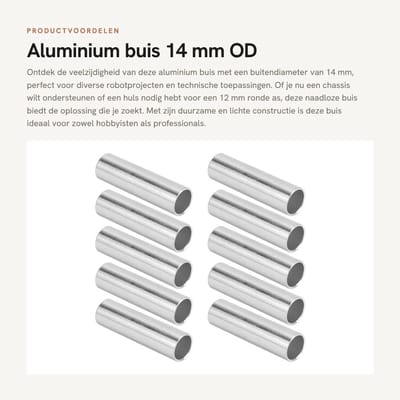 Dailygoods- Aluminium Buis 14 mm OD - Naadloze Ronde Buis - Loodschroef - Structuur Ondersteuning - Lichtgewicht Aluminium - Buitendiameter 14 mm