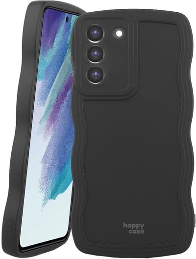HappyCase Wavy | Hoesje Geschikt voor Samsung Galaxy S21 FE | TPU Back Cover | Zwart