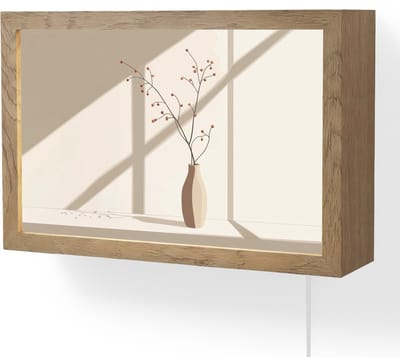 Wandlamp 30x20 cm - Oplaadbaar - Vaas - Takken - Bessen - Minimalistisch - Wandlampen binnen woonkamer - Slaapkamer lamp met kabel - Decoratieve nachtlamp - Vloerlamp snoer
