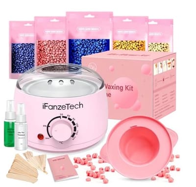 Maison Elara Waxmachine Waxing Kit voor Thuis – Wax Warmer met 500g Waxparels, Siliconen Kom, Spatels – Ontharingsset voor Gezicht, Lichaam, Bikinilijn
