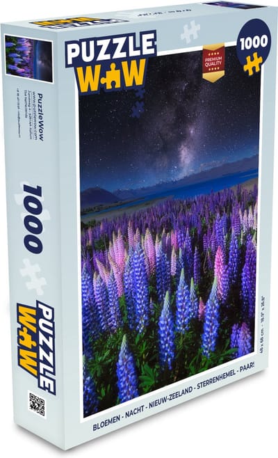 Puzzel Bloemen - Nacht - Lupine - Sterrenhemel - Paars - Natuur - Legpuzzel - Puzzel 1000 stukjes volwassenen