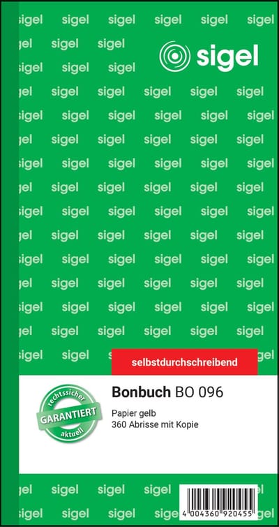 Sigel bonboekje - Expres - zelf kopiërend - 10,5x20cm - 360 nrs - geel - SI-BO096