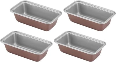 Mini Broodvormen - Bakblikken Set - Brood Bakken - Gelijkmatige Warmteverdeling - 4 Stuks - Brons