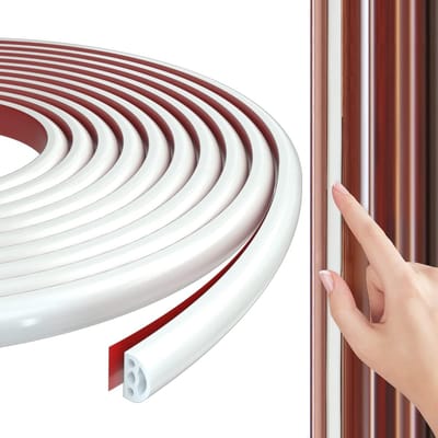 Afdichtingstape, zelfklevend, deurafdichting, raamafdichting, deurkozijn, rubberen afdichting, waterdichte afdichtingstape, voor deuren, deuren en deuren, afdichtingsband, poreus wit, 6 m