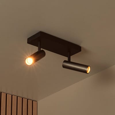 Lucide GRADO - Plafondspot (Plafondlamp) - 2xGU10 (MR11) - Grijs ijzer
