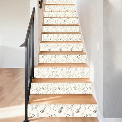 Dailygoods- Trapverhogingsstickers Bloemenpatroon - 15 Stuks - PVC Waterdicht - Afneembaar - 100 x 18 cm - Uniek Ontwerp - Vloerstickers