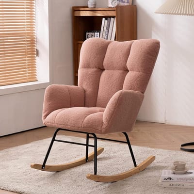 Schommelstoel - Zachte stoel - Ontspannen zitten - Gewatteerde zitting - Hoog 80 cm - Roze