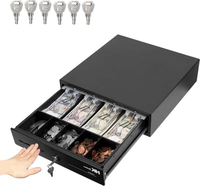 Kassalade - Geldlade Opslag - Betalingen Verwerken - Handmatige Push-Open - 33 cm Compact - Zwart