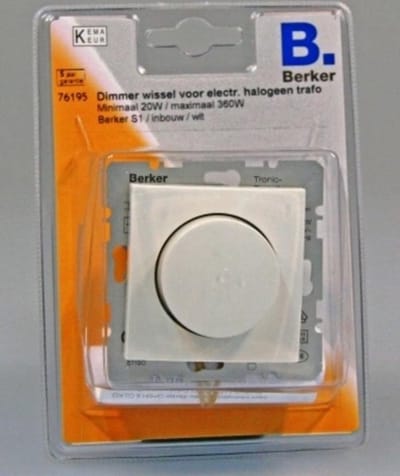 Berker S1 inbouwdimmer + centraalplaat 360 W elektronisch - Wit