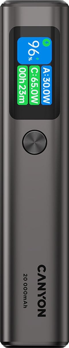 Canyon OnPower 230 - Powerbank - 20000 mAh - PD130W - TFT Display - Grafiet