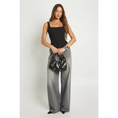 boohoo Dames Gestructureerde Crepe Korset Top | Zwart | Maat: 34