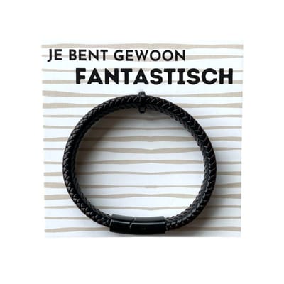 BIG GIFTS - armband voor heren - JE BENT FANTASTISCH - Leder