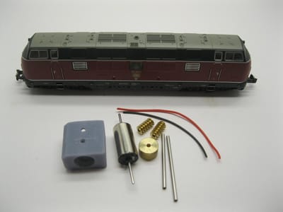 micromotor NF042C motor ombouwset Fleischmann V 200.1, BR 221, EBW V 270, RENFE D 340