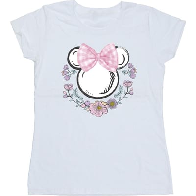 Disney Dames/Dames Minnie Mouse Bloemen Strik T-shirt (Wit)