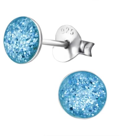 Aramat Jewels | Oorbellen | Zilveren Kinderoorbellen Glitter – Meerdere Kleuren & Vormen 925 Zilver | Sterretje-Paars-5mm | |8mm | Zilver | Kinderen, Volwassenen | Verkleurd niet