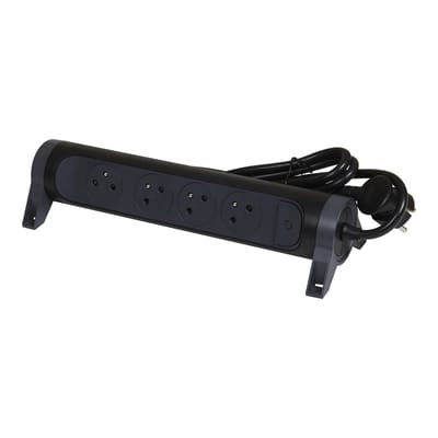 Legrand Premium 4x2P wandcontactdoos met 1,5M snoer - Zwart (Europese Stekkerdoos) - 049449 [5 stuks]