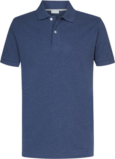 Profuomo Piqué Poloshirt Melange Indigo - Maat L - Heren