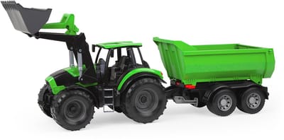Lena speelgoed tractor Deutz-Fahr Agrotron 7250 TTV met aanhangwagen.
