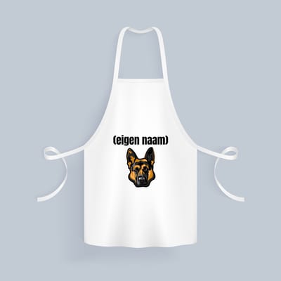 Akyol - hondenkop met eigen naam Keukenschort - Honden - honden liefhebbers - iemand die houdt van honden - verjaardag - cadeau - kado - 82 bij 71 cm
