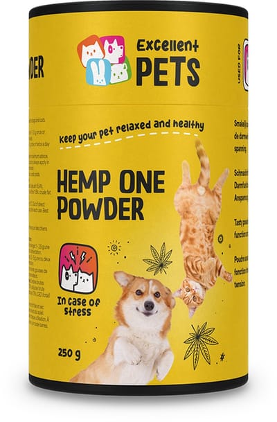 Excellent Pets Hennep 250 gr - Ideaal bij Spanning & Stress - Ondersteunt Algehele Gezondheid & Darmwerking - Weerstand Honden en katten supplementen - Hemp One Powder