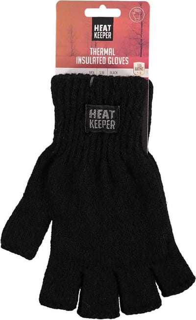 Apollo vingerloze thermo handschoenen/mofjes - zwart - volwassenen - Warme gebreide handschoenen - vingerloos/zonder vingers S/M