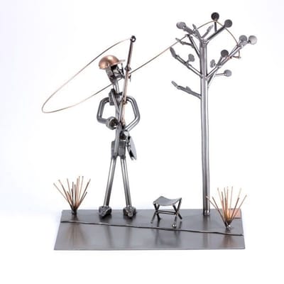 sculptuur sportvisser beroepen beeldje - metaal 24x20x13 relatiegeschenken