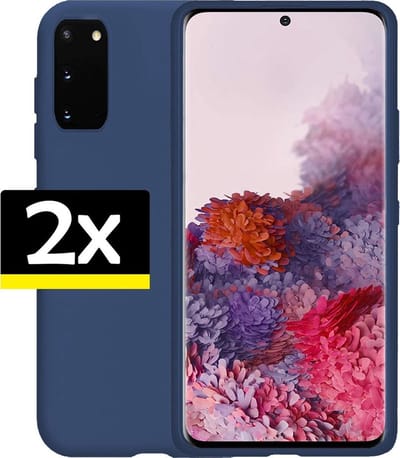 Hoesje - 2 Stuks - Geschikt voor Samsung Galaxy S20 - Sterk & Shockproof - Case Siliconen - Back Cover - Telefoon Hoes - Telefoonhoesjes - Donkerblauw