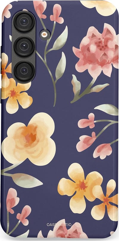 Casetastic Hoesje Geschikt voor Samsung S25 Plus - Stijlvolle Beschermende Duo-layer Case - Bloesemnacht Marine