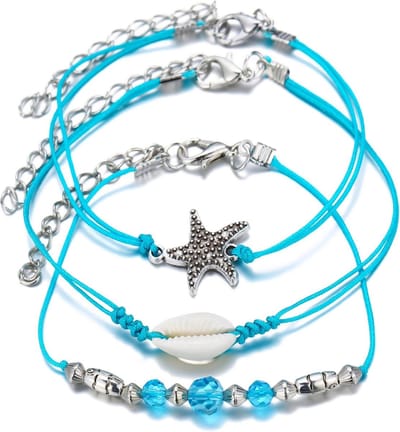 Jomide Enkelbandjes Bohemian Zeester - Blauw - 3 delig