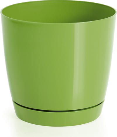 Plantenpot/bloempot kunststof rond glanzend kiwi groen dia 15.5 x hoogte 14 cm voor binnen/buiten