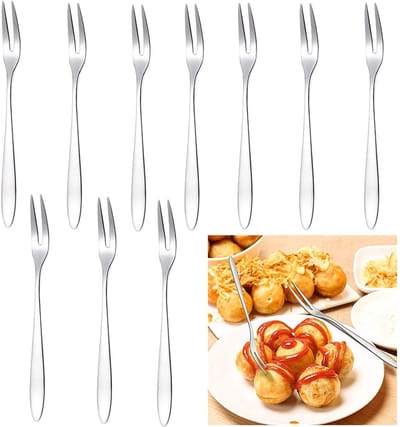 Dailygoods- Dessertvork 10-Delig - Roestvrij Staal - Fruitvorken - Taartvorken - Eten - Keuken - Gezond en Veilig Materiaal - Fruitvork