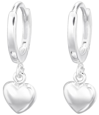Joy|S - Zilveren hartje oorbellen - oorringen - hart bedel - klap scharnier - 10 x 17 mm - sterling zilver 925 - kinderoorbellen