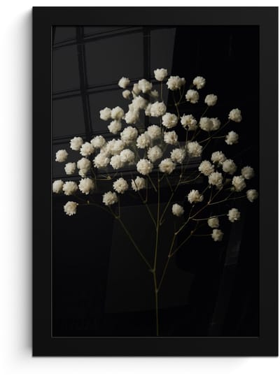 Poster in lijst - Fotolijst 20x30 cm - Posters - Gipskruid - Bloemetjes - Wit - Minimalistisch - Posterlijst zwart - Decoratie - Wanddecoratie woonkamer - Muurdecoratie slaapkamer