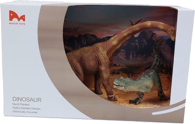 PIA Soft Toys - Brachiosaurus - T-rex Set in Showbox - PVC - 22-35 cm