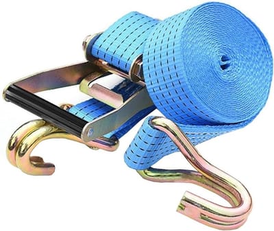 Spanband met ratel - Zware spanband - Lading vastzetten - Dubbele J-haak - 9 meter - Blauw