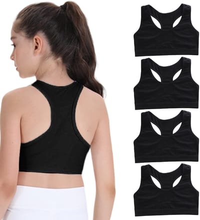 Dailygoods- Sportbeha Dames - 4 Stuks - Katoen/Elastaan - Ondergoed - Trainingsbeha - Ademend - Geschikt voor 9-14 Jaar - Crop Top