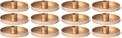12x kaarsenhouders 6cm kaarsenhouder kaarsenstok goud mat kaarsenhouder metaal rond voor tafelkaarsen Adventskrans scandinavisch chic kerstdecoratie kaarsenbord decoratieve schaal kerst