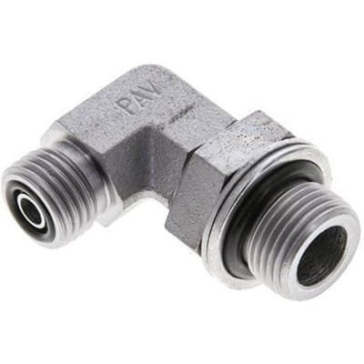 UNF 9/16''-18 x G 3/8'' Buitendraad Verzinkt Stalen L-Fitting 90graden ORFS 400 Bar - Hydrauliek - FL2E-M-EZE-009U-038G-O
